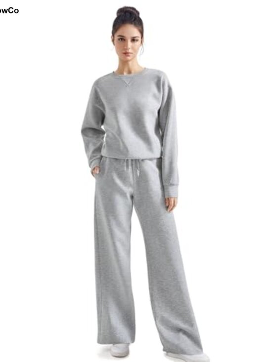 Pants - Modal 2 Piece Lounge Set Oversized Sweatshirt Wide Leg Pants with Pockets